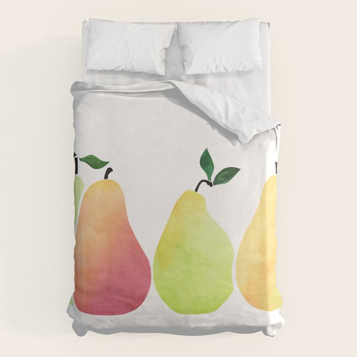 Watercolor Pears / Fruit Illustration Duvet Cover Gallery Image 6