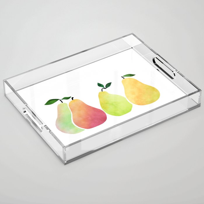 Watercolor Pears / Fruit Illustration Acrylic Tray Gallery Image 1
