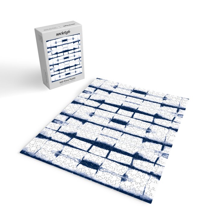 Shibori Stripes 4 Indigo Blue Jigsaw Puzzle Gallery Image 2