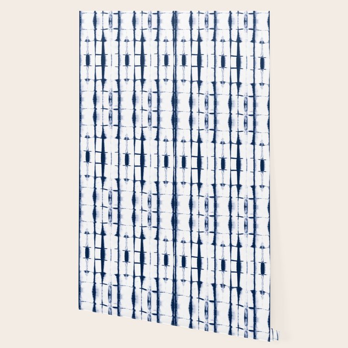 Shibori Stripes 4 Indigo Blue Wallpaper Gallery Image 2