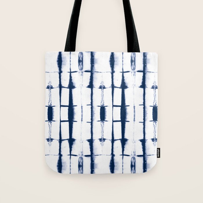 Shibori Stripes 4 Indigo Blue Tote Bag Gallery Image 1