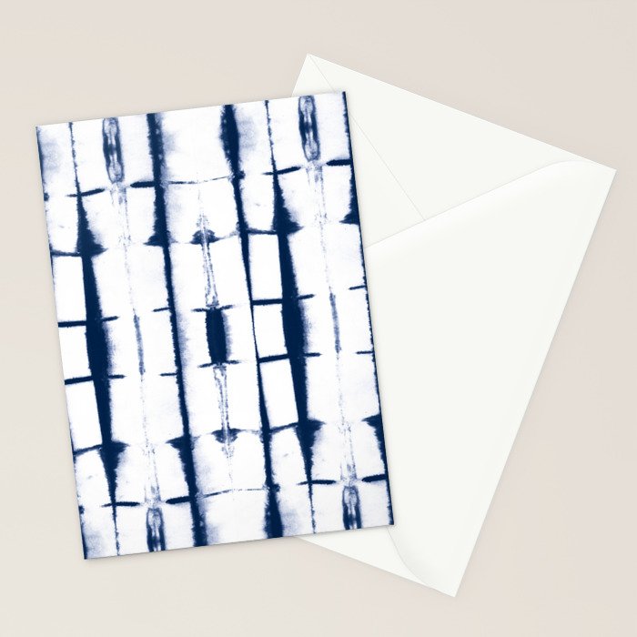 Shibori Stripes 4 Indigo Blue Stationery Card Gallery Image 2