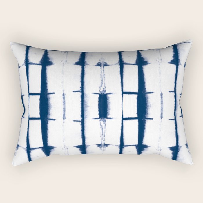 Shibori Stripes 4 Indigo Blue Rectangular Pillow Gallery Image 1