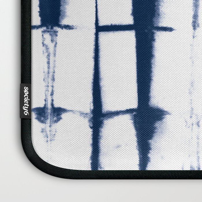 Shibori Stripes 4 Indigo Blue Laptop Sleeve Gallery Image 3