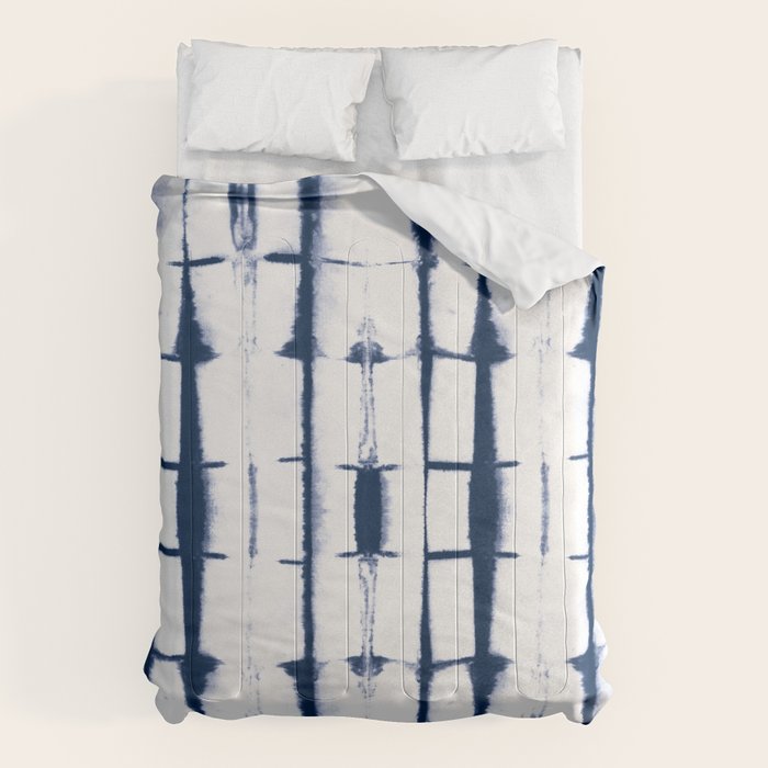 Shibori Stripes 4 Indigo Blue Comforter Gallery Image 6