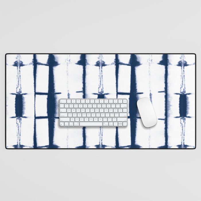 Shibori Stripes 4 Indigo Blue Desk Mat Gallery Image 1