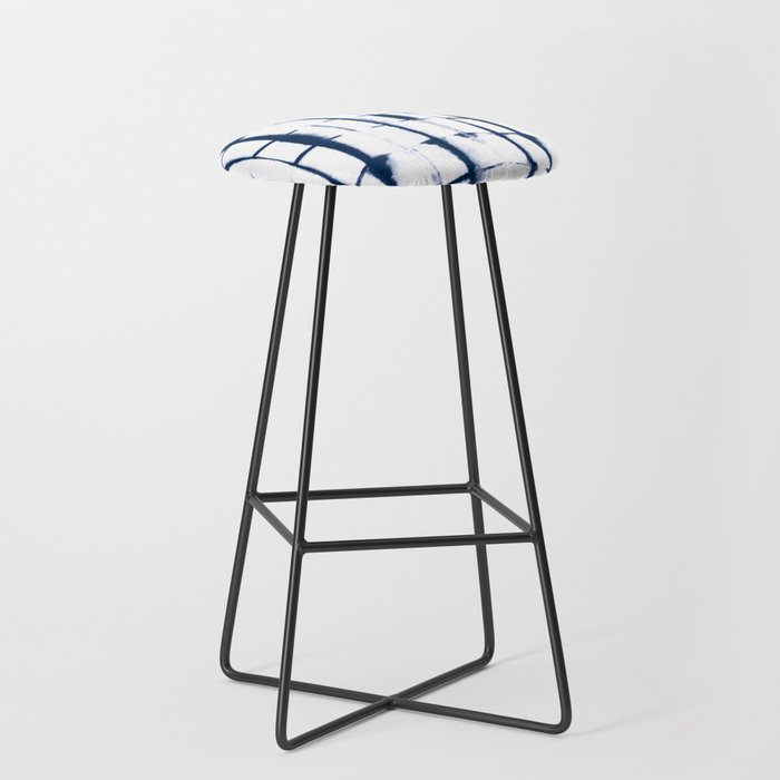 Shibori Stripes 4 Indigo Blue Stool Gallery Image 1