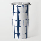 Shibori Stripes 4 Indigo Blue Travel Mug Gallery Image 2