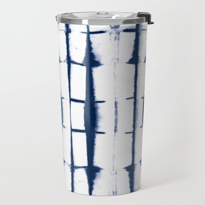 Shibori Stripes 4 Indigo Blue Travel Mug Gallery Image 2