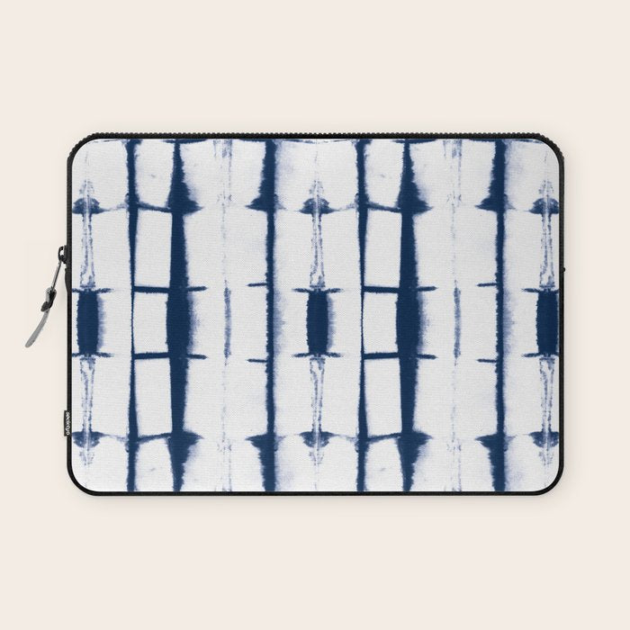 Shibori Stripes 4 Indigo Blue Laptop Sleeve Gallery Image 1