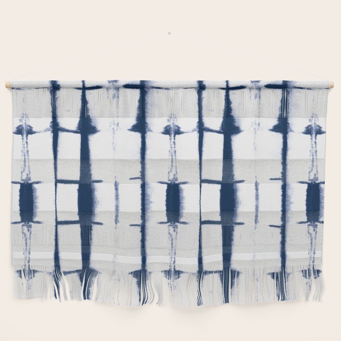 Shibori Stripes 4 Indigo Blue Wall Hanging Gallery Image 1