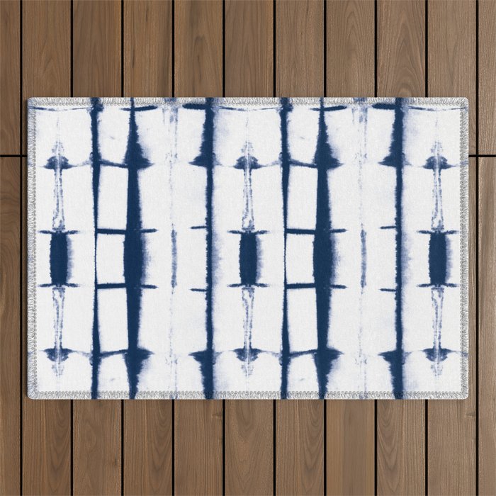 Shibori Stripes 4 Indigo Blue Outdoor Rug Gallery Image 1