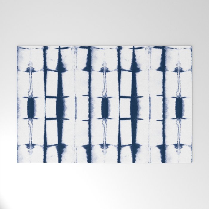 Shibori Stripes 4 Indigo Blue Welcome Mat Gallery Image 1