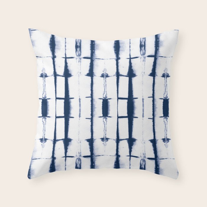 Shibori Stripes 4 Indigo Blue Throw Pillow Gallery Image 6