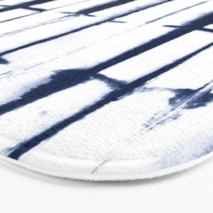 Shibori Stripes 4 Indigo Blue Bath Mat Gallery Image 3