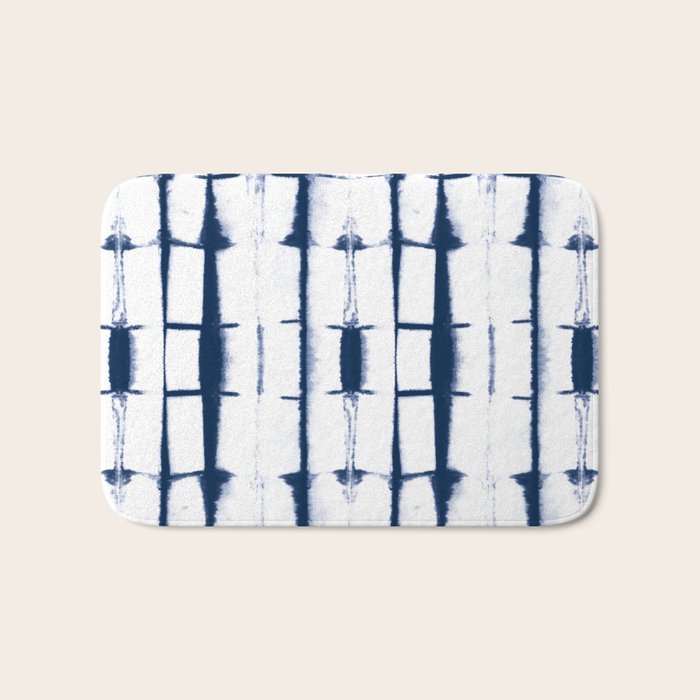 Shibori Stripes 4 Indigo Blue Bath Mat Gallery Image 1