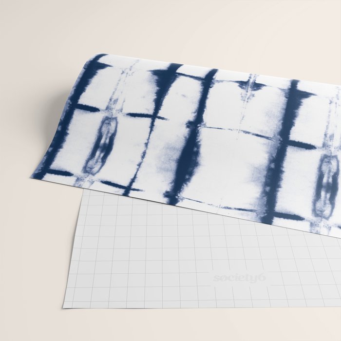 Shibori Stripes 4 Indigo Blue Wrapping Paper Gallery Image 2