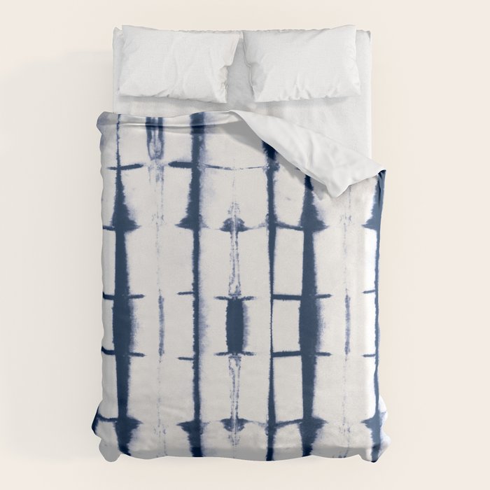 Shibori Stripes 4 Indigo Blue Duvet Cover Gallery Image 6