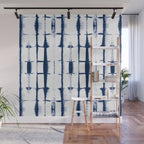 Shibori Stripes 4 Indigo Blue Wall Mural Gallery Image 1