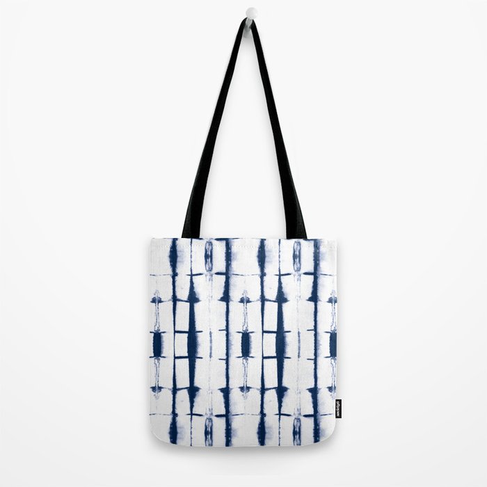 Shibori Stripes 4 Indigo Blue Tote Bag Gallery Image 2