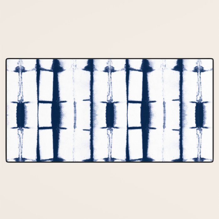 Shibori Stripes 4 Indigo Blue Desk Mat Gallery Image 3