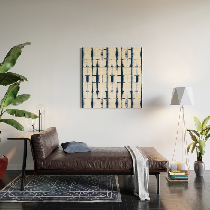 Shibori Stripes 4 Indigo Blue Wood Wall Art Gallery Image 2