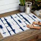 Shibori Stripes 4 Indigo Blue Outdoor Rug Gallery Image 2