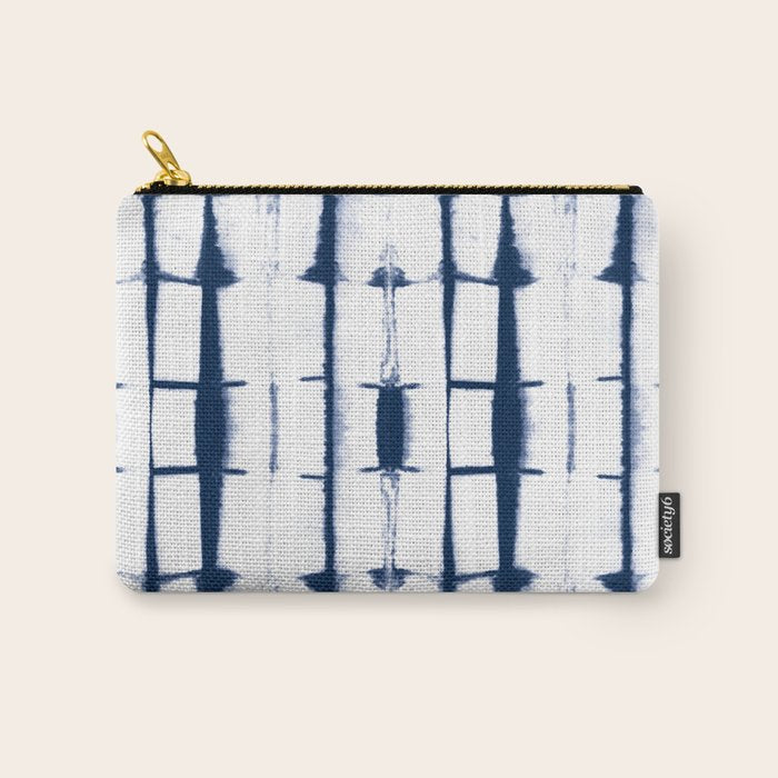 Shibori Stripes 4 Indigo Blue Carry All Pouch Gallery Image 1