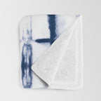 Shibori Stripes 4 Indigo Blue Throw Blanket Gallery Image 3