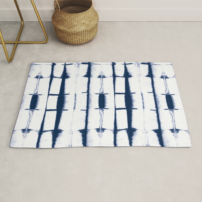 Shibori Stripes 4 Indigo Blue Rug Gallery Image 1
