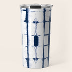 Shibori Stripes 4 Indigo Blue Travel Mug Gallery Image 1