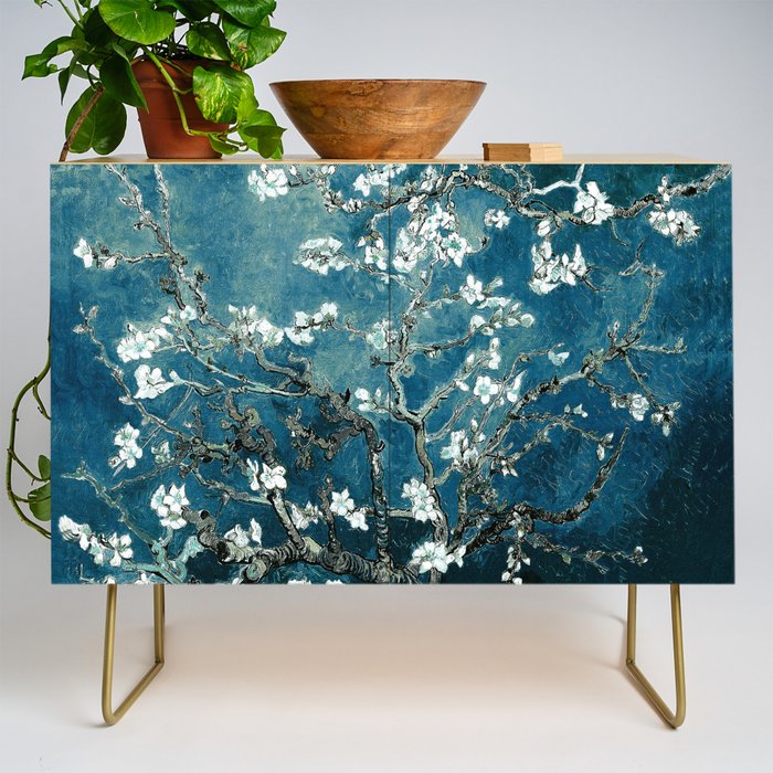 Van Gogh Almond Blossoms : Dark Teal Credenza Gallery Image 1