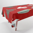 Christmas, Cactus, Red, White and Green, Cute Prints Tablecloth Gallery Image 1