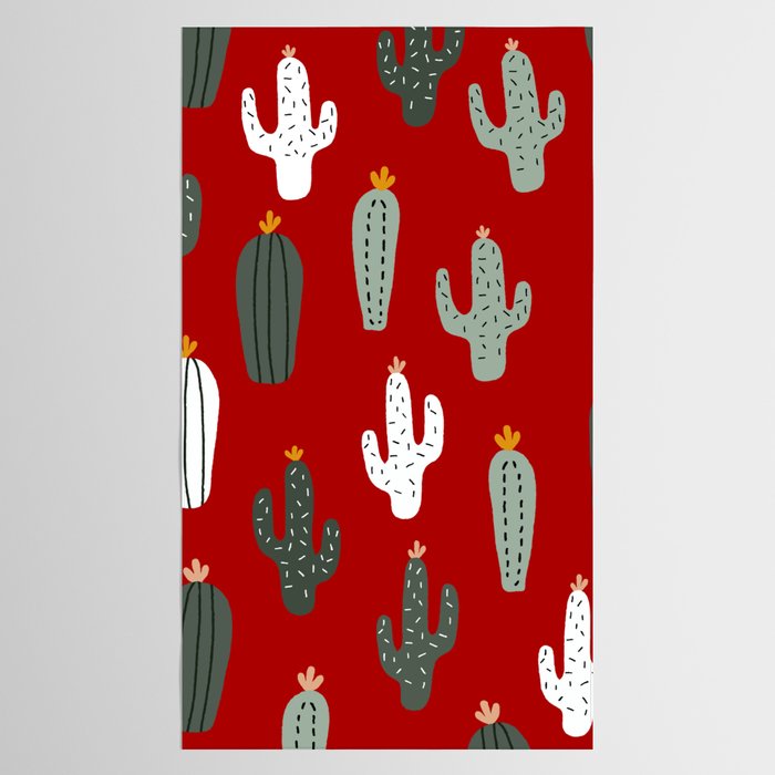 Christmas, Cactus, Red, White and Green, Cute Prints Tablecloth Gallery Image 2