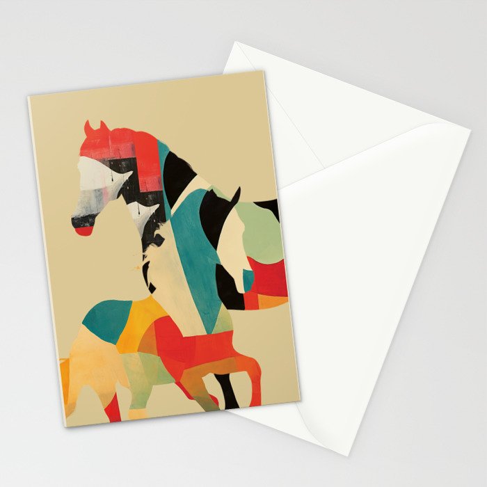 Colorful Abstract Horses 1 Stationery Card Gallery Image 2