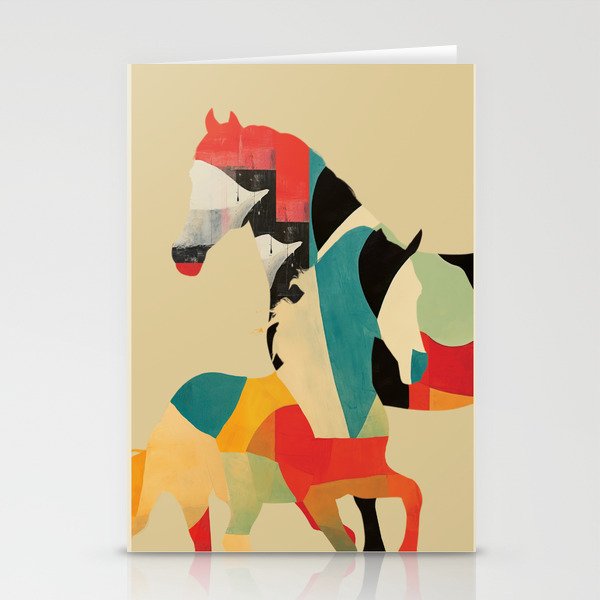 Colorful Abstract Horses 1 Stationery Card Gallery Image 1