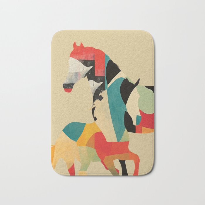 Colorful Abstract Horses 1 Bath Mat Gallery Image 1