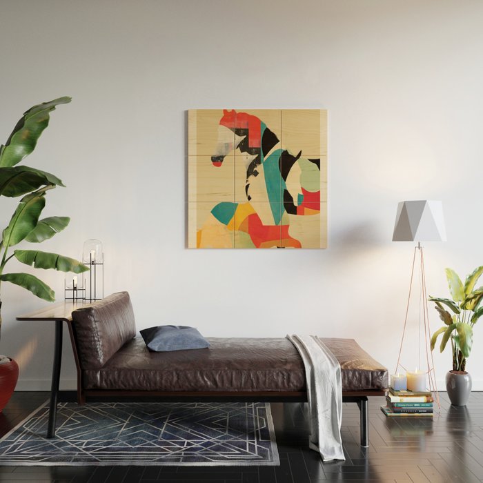 Colorful Abstract Horses 1 Wood Wall Art Gallery Image 2