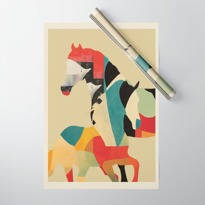 Colorful Abstract Horses 1 Wrapping Paper Gallery Image 1