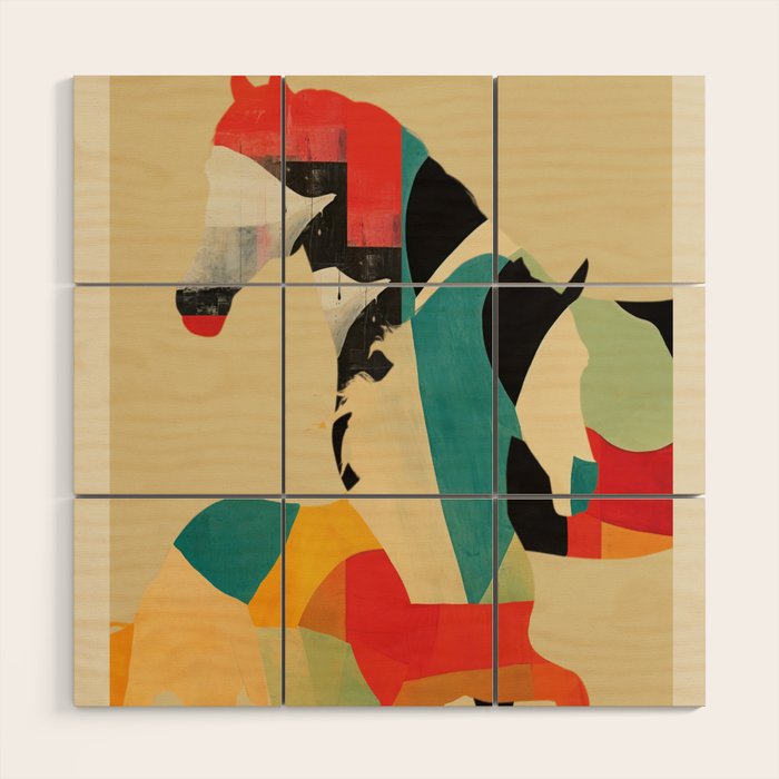 Colorful Abstract Horses 1 Wood Wall Art Gallery Image 1