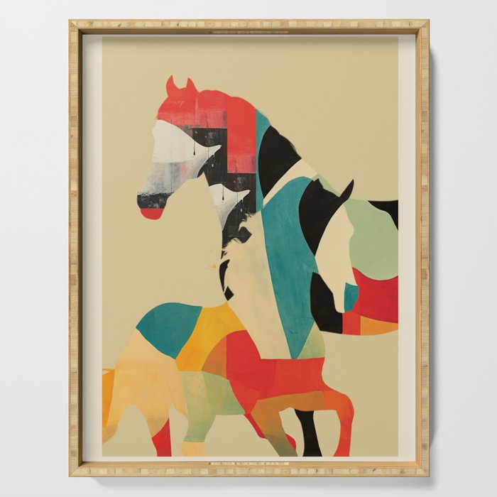 Colorful Abstract Horses 1 Serving Tray Gallery Image 1