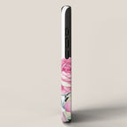 Black white blush pink watercolor floral stripes iPhone Case Gallery Image 2