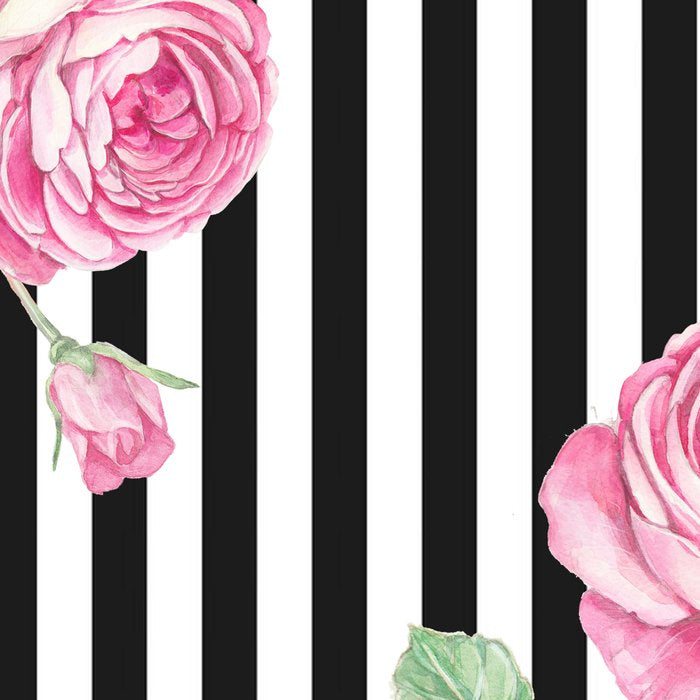 Black white blush pink watercolor floral stripes Coffee Mug Gallery Image 2