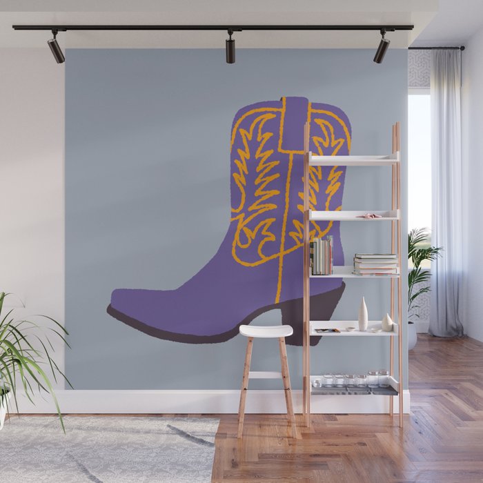 Purple Cowgirl Boot Wall Mural Gallery Image 1
