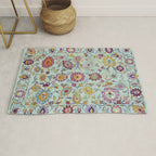 Turkish Oushak Blue Floral Rug Pattern Rug Gallery Image 1