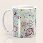 Turkish Oushak Blue Floral Rug Pattern Coffee Mug Gallery Image 3