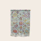Turkish Oushak Blue Floral Rug Pattern Wall Hanging Gallery Image 1