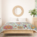 Turkish Oushak Blue Floral Rug Pattern Duvet Cover Gallery Image 3
