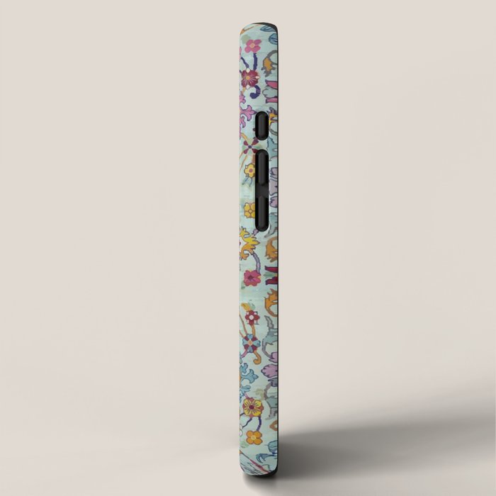 Turkish Oushak Blue Floral Rug Pattern iPhone Case Gallery Image 2