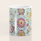 Turkish Oushak Blue Floral Rug Pattern Coffee Mug Gallery Image 4